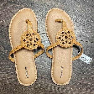 Torrid medallion sandal in cognac wide width 9.5